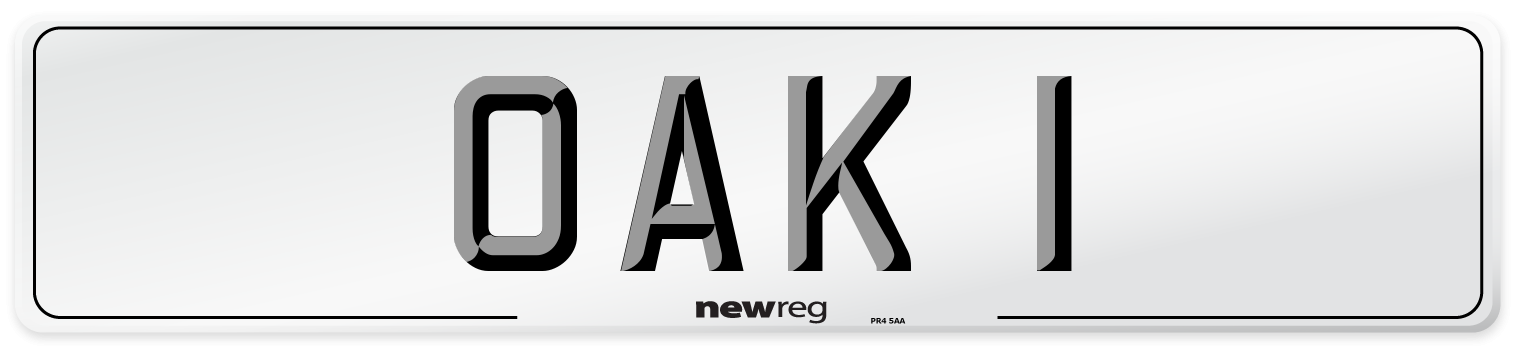 OAK 1 Number Plate from New Reg